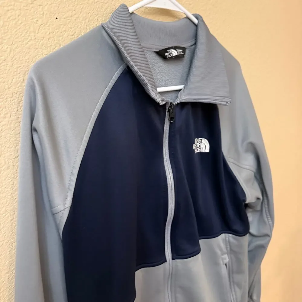 The North Face Tech Full-Zip Fleece Jacket L Gray/Navy GORPcore hiking Outdoor